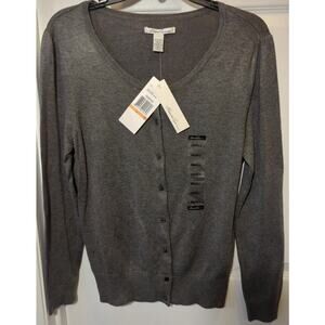 Kenneth Cole button up Long sleeve cardigan charcoal heather size Small NWT